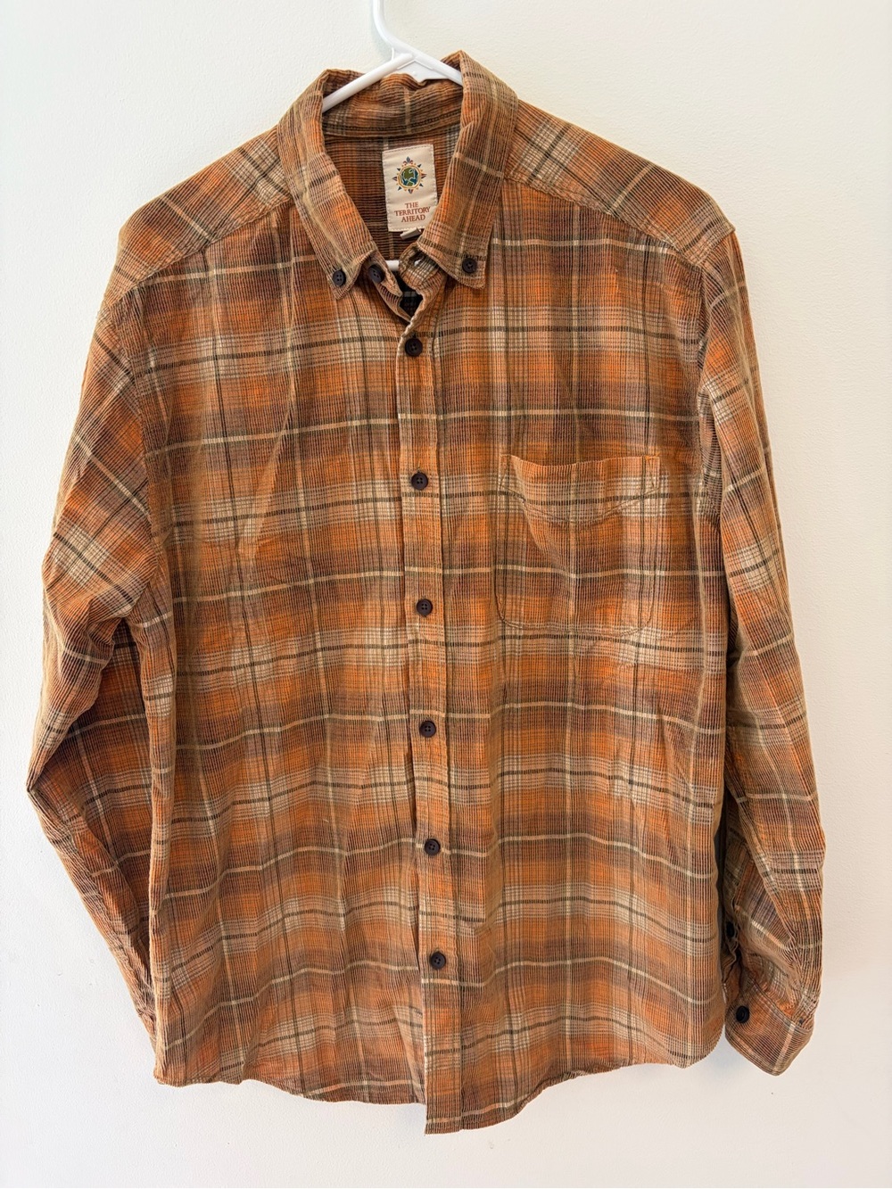 Territory Ahead Old Steamboat Plaid Corduroy Button-Up Shirt Men's Medium Brown